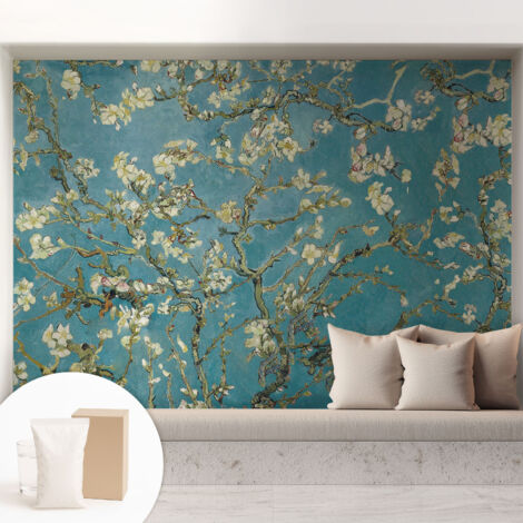 Fototapete Tapete Vliestapete mit Kleber - trendige Wanddeko - Schlafzimmer - Wohnzimmer Blühende Zweige 208x146 cm