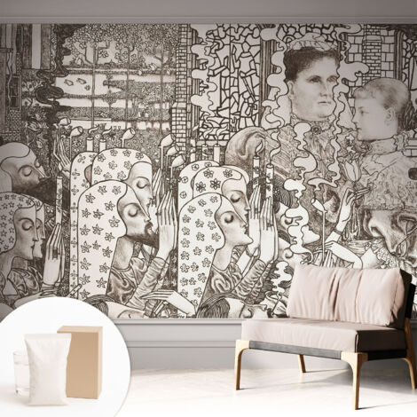 Fototapete Tapete Vliestapete mit Kleber - trendige Wanddeko - Schlafzimmer - Wohnzimmer Blumenporträts 312x219 cm