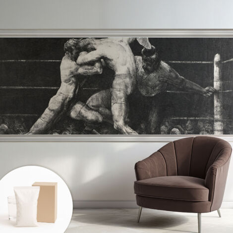 Fototapete Tapete Vliestapete mit Kleber - trendige Wanddeko - Schlafzimmer - Wohnzimmer Boxer-Duell 250x104 cm