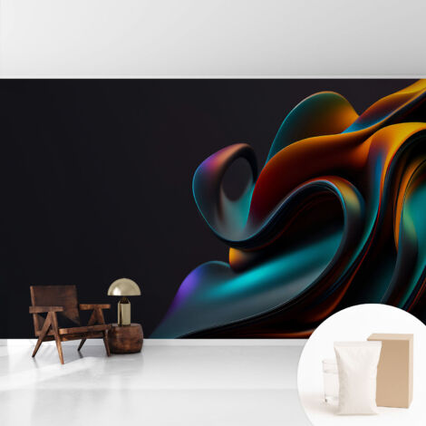 Fototapete Tapete Vliestapete mit Kleber - trendige Wanddeko - Schlafzimmer - Wohnzimmer Bunter Strudel 416x254 cm