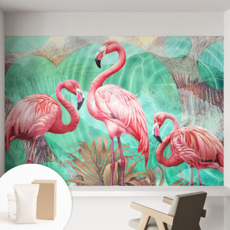 Fototapete Tapete Vliestapete mit Kleber - trendige Wanddeko - Schlafzimmer - Wohnzimmer Exotische Vögel 152x104 cm