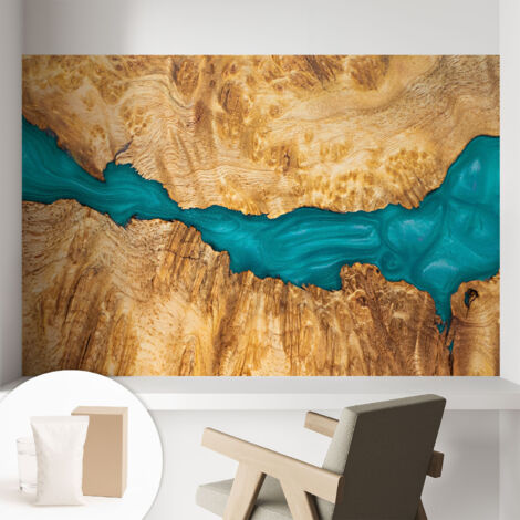 Fototapete Tapete Vliestapete mit Kleber - trendige Wanddeko - Schlafzimmer - Wohnzimmer Holz und Harz 104x70 cm
