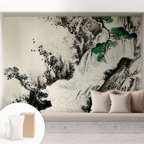 Fototapete Tapete Vliestapete mit Kleber - trendige Wanddeko - Schlafzimmer - Wohnzimmer Naturwasserfall 208x146 cm