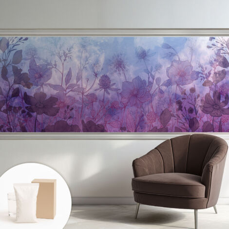 Fototapete Tapete Vliestapete mit Kleber - trendige Wanddeko - Schlafzimmer - Wohnzimmer Pastellfarbene Blumen 250x104 cm