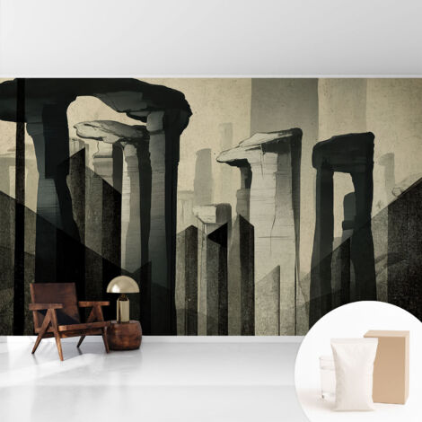 Fototapete Tapete Vliestapete mit Kleber - trendige Wanddeko - Schlafzimmer - Wohnzimmer Rohes Bauwerk 416x254 cm