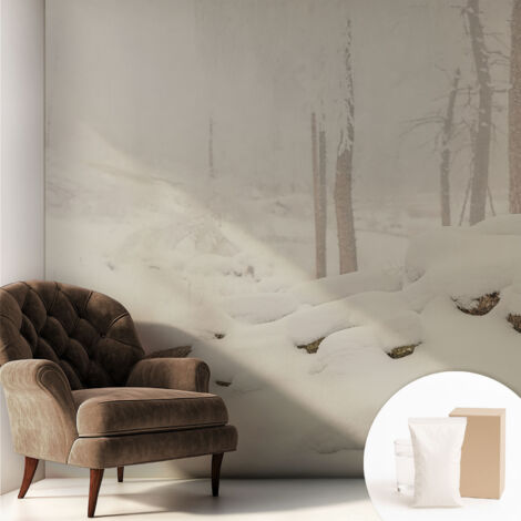 Fototapete Tapete Vliestapete mit Kleber - trendige Wanddeko - Schlafzimmer - Wohnzimmer Schneewald 250x250 cm