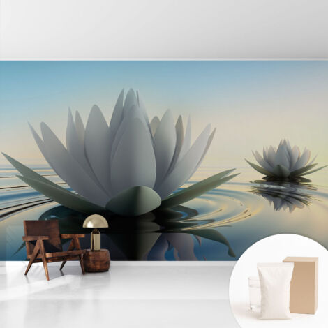 Fototapete Tapete Vliestapete mit Kleber - trendige Wanddeko - Schlafzimmer - Wohnzimmer Seerosen 416x254 cm