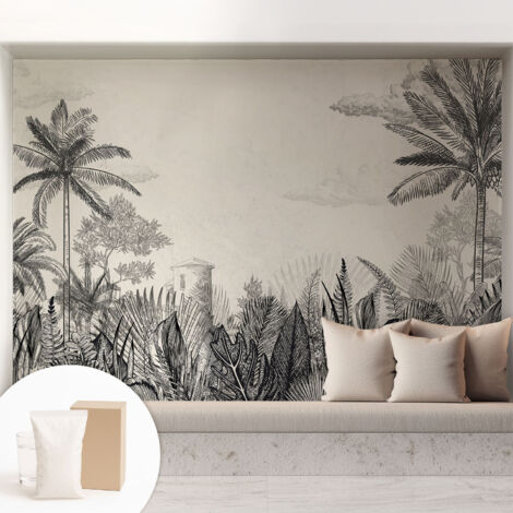 Fototapete Tapete Vliestapete mit Kleber - trendige Wanddeko - Schlafzimmer - Wohnzimmer Tropische Szenerie 208x146 cm