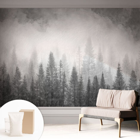 Fototapete Tapete Vliestapete mit Kleber - trendige Wanddeko - Schlafzimmer - Wohnzimmer Waldnebel 312x219 cm