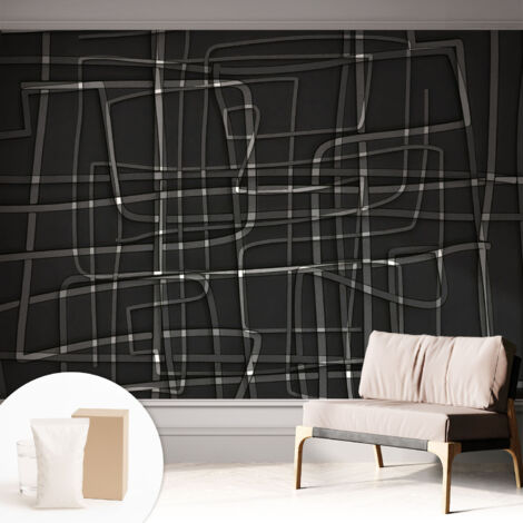 Fototapete - Tapete Vliestapete mit Kleber - Wandtapete Moderne Wandbild Schlafzimmer Wohnzimmer Abstrakte Linien 312x219 cm
