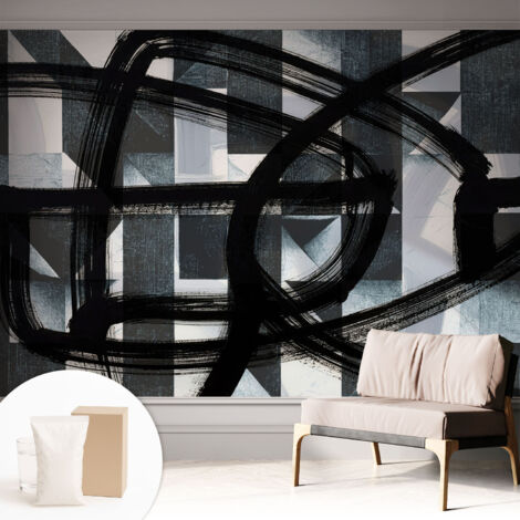 Fototapete - Tapete Vliestapete mit Kleber - Wandtapete Moderne Wandbild Schlafzimmer Wohnzimmer Ausdrucksstarke Geometrie 312x219 cm