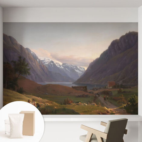 Fototapete - Tapete Vliestapete mit Kleber - Wandtapete Moderne Wandbild Schlafzimmer Wohnzimmer Bergpanorama 152x104 cm