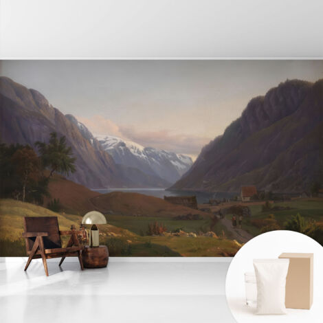 Fototapete - Tapete Vliestapete mit Kleber - Wandtapete Moderne Wandbild Schlafzimmer Wohnzimmer Bergpanorama 416x254 cm