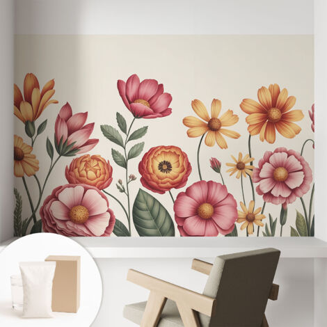 Fototapete - Tapete Vliestapete mit Kleber - Wandtapete Moderne Wandbild Schlafzimmer Wohnzimmer Blumenkomposition 104x70 cm