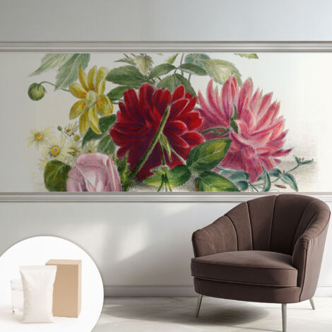 Fototapete - Tapete Vliestapete mit Kleber - Wandtapete Moderne Wandbild Schlafzimmer Wohnzimmer Blumenstrauß 250x104 cm
