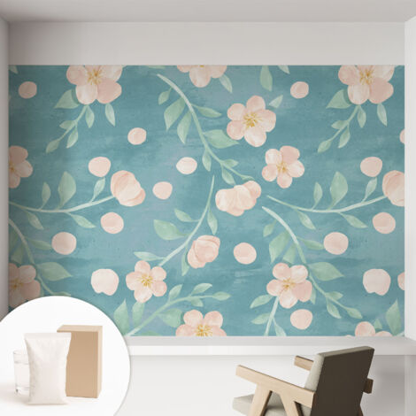 Fototapete - Tapete Vliestapete mit Kleber - Wandtapete Moderne Wandbild Schlafzimmer Wohnzimmer Blumige Eleganz 152x104 cm