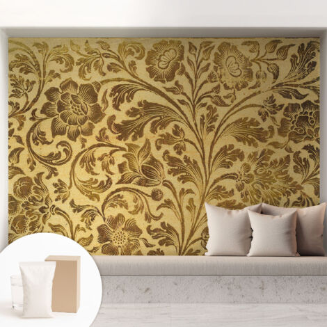 Fototapete - Tapete Vliestapete mit Kleber - Wandtapete Moderne Wandbild Schlafzimmer Wohnzimmer Blumiges Muster 208x146 cm