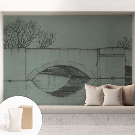 Fototapete - Tapete Vliestapete mit Kleber - Wandtapete Moderne Wandbild Schlafzimmer Wohnzimmer Bogenbrücke 208x146 cm