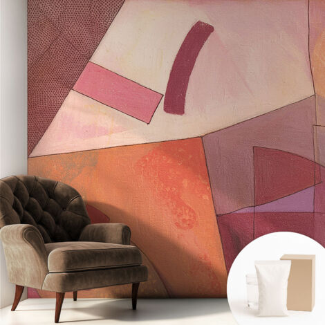 Fototapete - Tapete Vliestapete mit Kleber - Wandtapete Moderne Wandbild Schlafzimmer Wohnzimmer Bunte Formen 250x250 cm