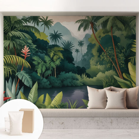 Fototapete - Tapete Vliestapete mit Kleber - Wandtapete Moderne Wandbild Schlafzimmer Wohnzimmer Exotische Kulisse 208x146 cm