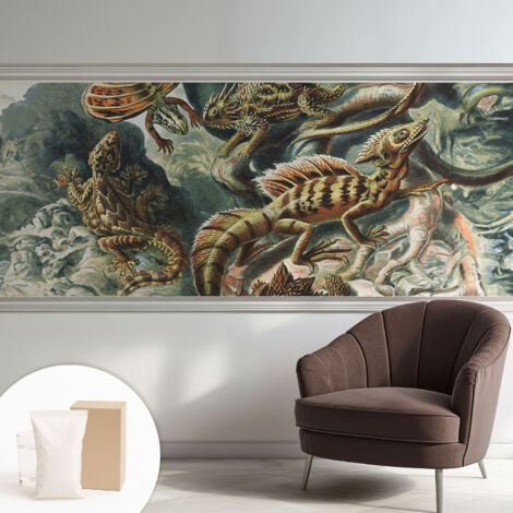 Fototapete - Tapete Vliestapete mit Kleber - Wandtapete Moderne Wandbild Schlafzimmer Wohnzimmer Exotische Reptilien 250x104 cm