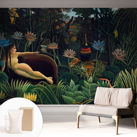 Fototapete - Tapete Vliestapete mit Kleber - Wandtapete Moderne Wandbild Schlafzimmer Wohnzimmer Exotischer Dschungel 312x219 cm