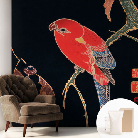Fototapete - Tapete Vliestapete mit Kleber - Wandtapete Moderne Wandbild Schlafzimmer Wohnzimmer Exotischer Vogel 250x250 cm