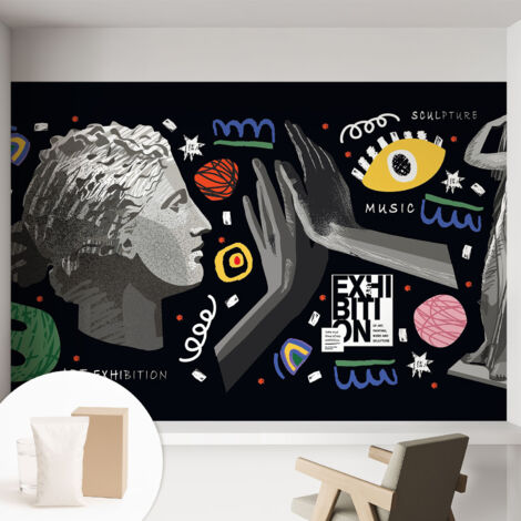 Fototapete - Tapete Vliestapete mit Kleber - Wandtapete Moderne Wandbild Schlafzimmer Wohnzimmer Farbenfrohe Ausstellung 152x104 cm