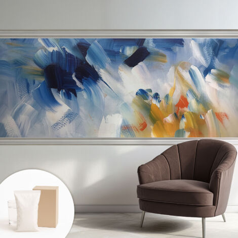 Fototapete - Tapete Vliestapete mit Kleber - Wandtapete Moderne Wandbild Schlafzimmer Wohnzimmer Farbenfrohe Pinselstriche 250x104 cm