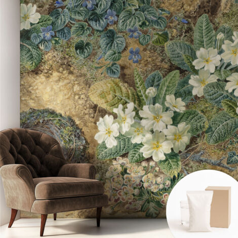 Fototapete - Tapete Vliestapete mit Kleber - Wandtapete Moderne Wandbild Schlafzimmer Wohnzimmer Frühlingskomposition 250x250 cm