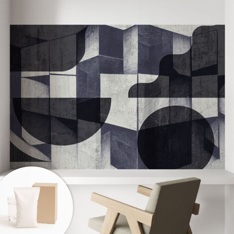 Fototapete - Tapete Vliestapete mit Kleber - Wandtapete Moderne Wandbild Schlafzimmer Wohnzimmer Geometrische Symmetrie 104x70 cm