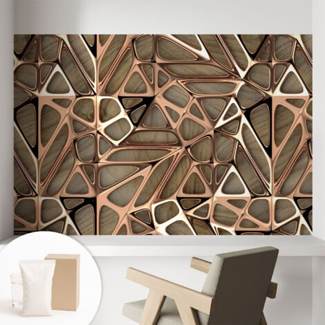 Fototapete - Tapete Vliestapete mit Kleber - Wandtapete Moderne Wandbild Schlafzimmer Wohnzimmer Geometrisches Muster 104x70 cm