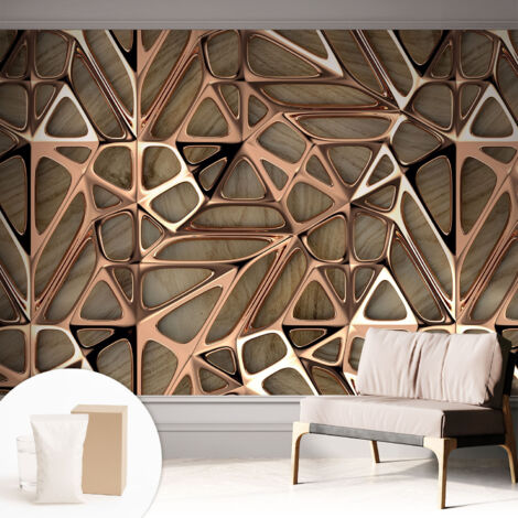 Fototapete - Tapete Vliestapete mit Kleber - Wandtapete Moderne Wandbild Schlafzimmer Wohnzimmer Geometrisches Muster 312x219 cm