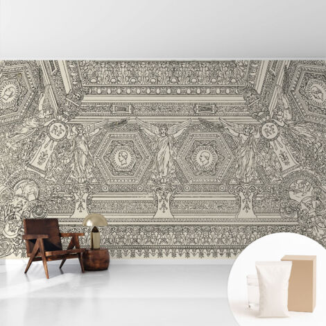 Fototapete - Tapete Vliestapete mit Kleber - Wandtapete Moderne Wandbild Schlafzimmer Wohnzimmer Klassisches Ornament 416x254 cm