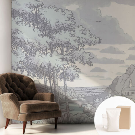 Fototapete - Tapete Vliestapete mit Kleber - Wandtapete Moderne Wandbild Schlafzimmer Wohnzimmer Märchenhafte Landschaft 250x250 cm