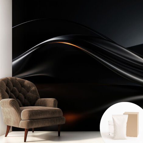 Fototapete - Tapete Vliestapete mit Kleber - Wandtapete Moderne Wandbild Schlafzimmer Wohnzimmer Metallische Wellen 250x250 cm