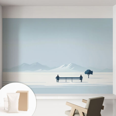 Fototapete - Tapete Vliestapete mit Kleber - Wandtapete Moderne Wandbild Schlafzimmer Wohnzimmer Minimalistische Landschaft 152x104 cm