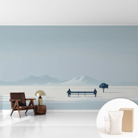 Fototapete - Tapete Vliestapete mit Kleber - Wandtapete Moderne Wandbild Schlafzimmer Wohnzimmer Minimalistische Landschaft 416x254 cm