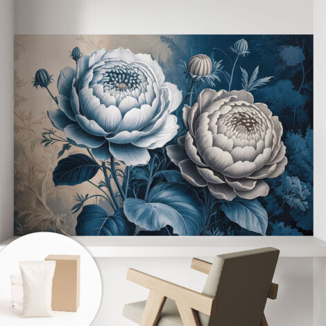 Fototapete - Tapete Vliestapete mit Kleber - Wandtapete Moderne Wandbild Schlafzimmer Wohnzimmer Romantische Blumen 104x70 cm