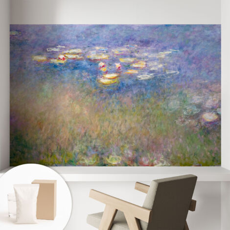 Fototapete - Tapete Vliestapete mit Kleber - Wandtapete Moderne Wandbild Schlafzimmer Wohnzimmer Seerosen 104x70 cm