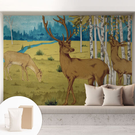 Fototapete - Tapete Vliestapete mit Kleber - Wandtapete Moderne Wandbild Schlafzimmer Wohnzimmer Waldharmonie 208x146 cm