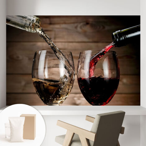 Fototapete - Tapete Vliestapete mit Kleber - Wandtapete Moderne Wandbild Schlafzimmer Wohnzimmer Weingläser 104x70 cm