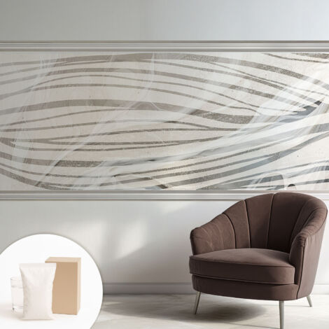 Fototapete - Tapete Vliestapete mit Kleber - Wandtapete Moderne Wandbild Schlafzimmer Wohnzimmer Wellenförmige Linien 250x104 cm