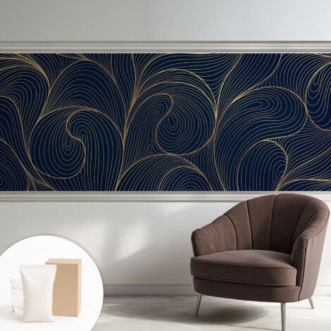 Fototapete - Tapete Vliestapete mit Kleber - Wandtapete Moderne Wandbild Schlafzimmer Wohnzimmer Wellenmotiv 250x104 cm