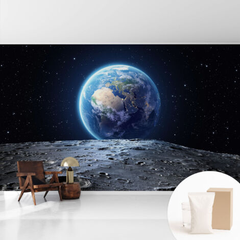 Fototapete - Tapete Vliestapete mit Kleber - Wandtapete Moderne Wandbild Schlafzimmer Wohnzimmer Weltraumpanorama 416x254 cm