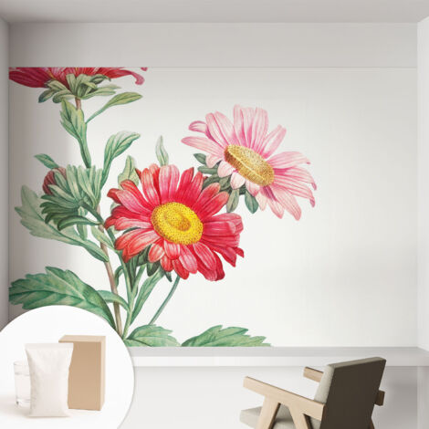 Fototapete - Tapete Vliestapete mit Kleber - Wandtapete Moderne Wandbild Schlafzimmer Wohnzimmer Zarte Blumen 152x104 cm
