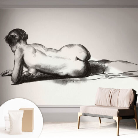 Fototapete - Tapete Vliestapete mit Kleber - Wandtapete Moderne Wandbild Schlafzimmer Wohnzimmer Zarter Akt 312x219 cm