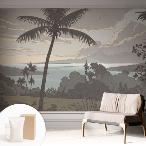 Fototapete Tapete Vliestapete mit Kleber - Wandtattoo - leicht anzubringen - Wandverkleidung Exotische Landschaft 312x219 cm