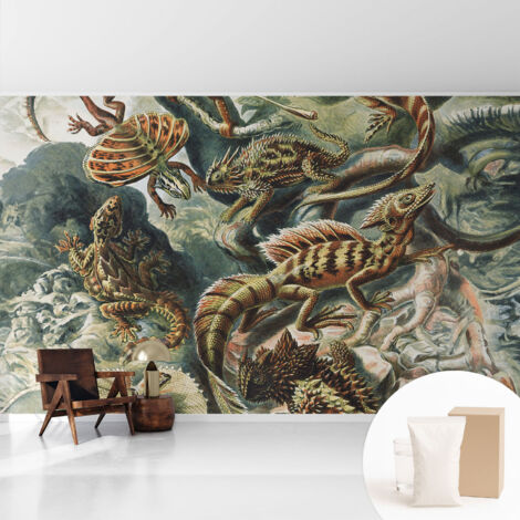 Fototapete Tapete Vliestapete mit Kleber - Wandtattoo - leicht anzubringen - Wandverkleidung Exotische Reptilien 416x254 cm