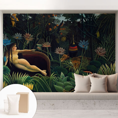 Fototapete Tapete Vliestapete mit Kleber - Wandtattoo - leicht anzubringen - Wandverkleidung Exotischer Dschungel 208x146 cm